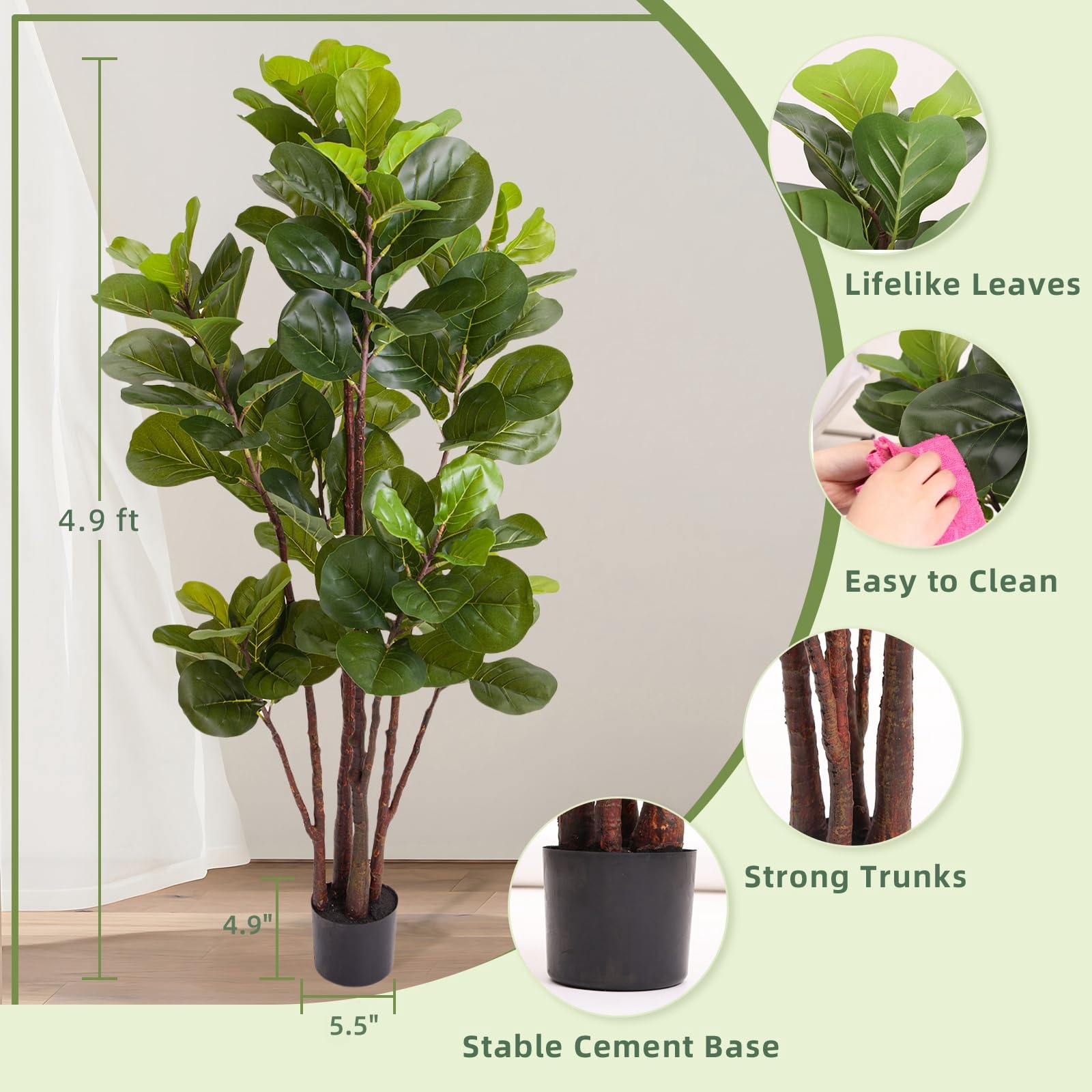 Fiddle Leaf Fig Tree Artificia - Ficus Lyrata Tree recension och pris