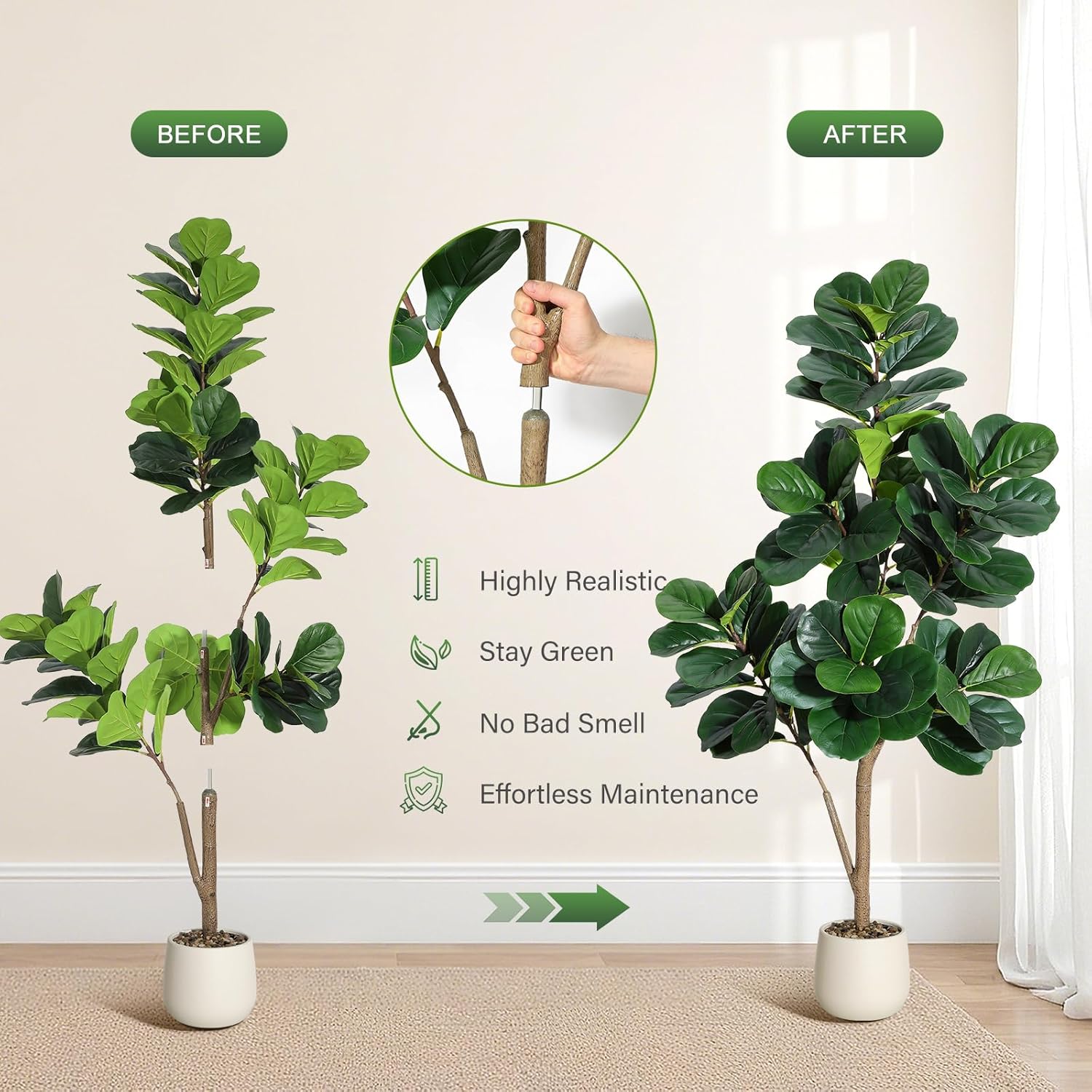 4-7 FT Fiddle Leaf Fig Tree Ar - Ficus Lyrata Tree recension och pris