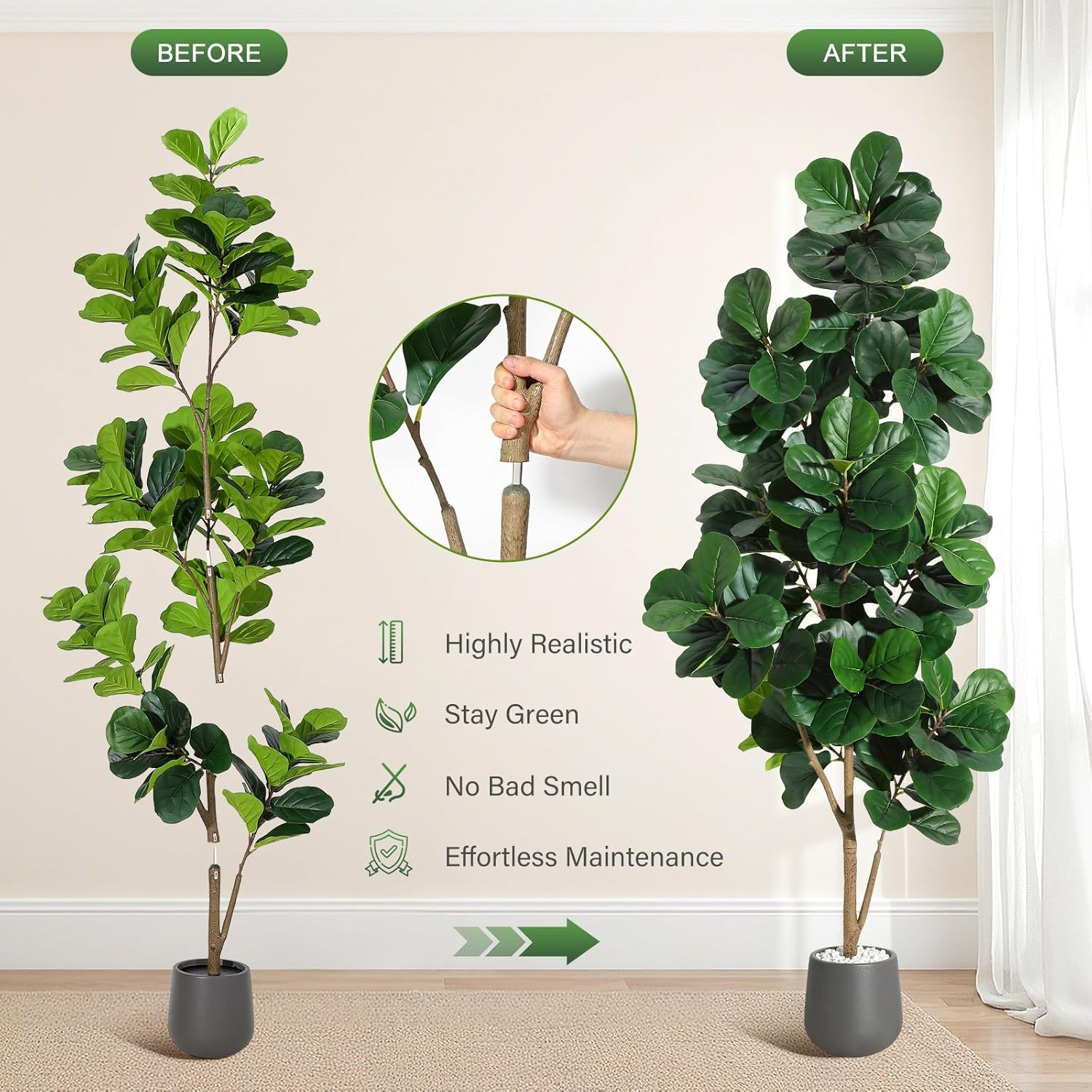 4FT/5FT/6FT/7FT Fiddle Leaf Fi - Ficus Lyrata Tree recension och pris